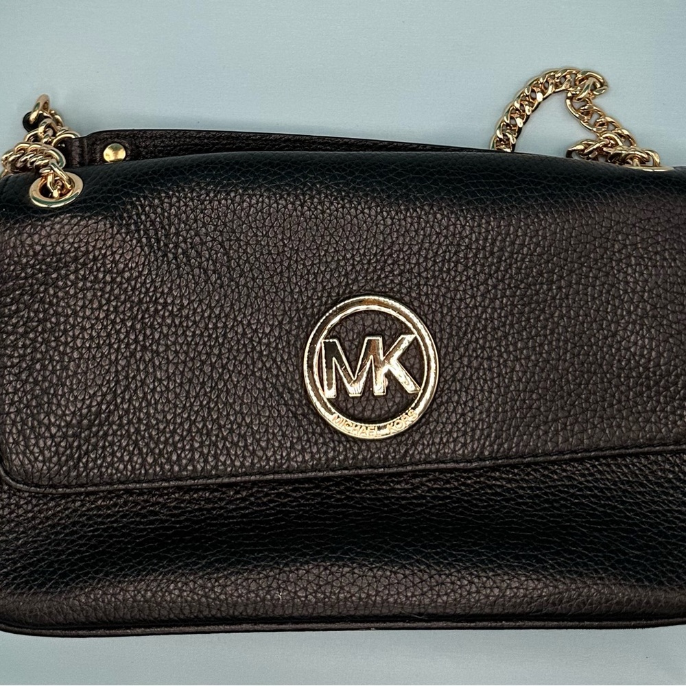 Michael Kors Black and Gold Crossbody Bag with Chain Strap